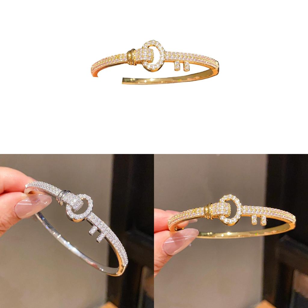 18k Gold Plated Zircon Keychain Bracelet For Women Fashion Jewelry Gift