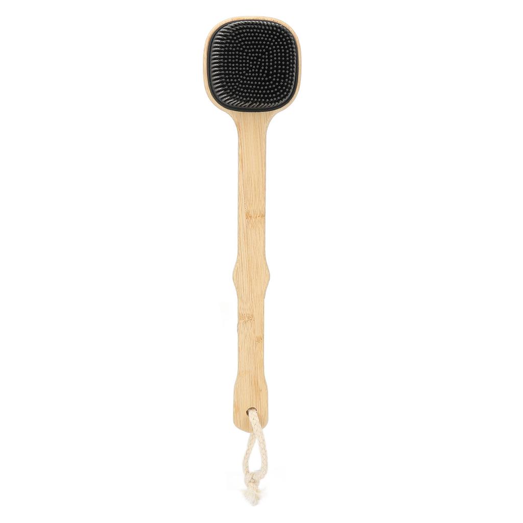 Long Handle Bath Brush with Handing Rope Silicone Shower Back Brush with Soft and Stiff Bristles