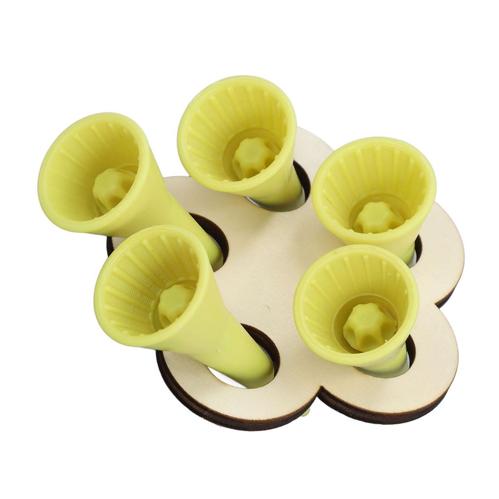 Bee Drinking Cup with Wooden Stand 5 Cups Plastic Water Dispenser Watering Station for Thirsty