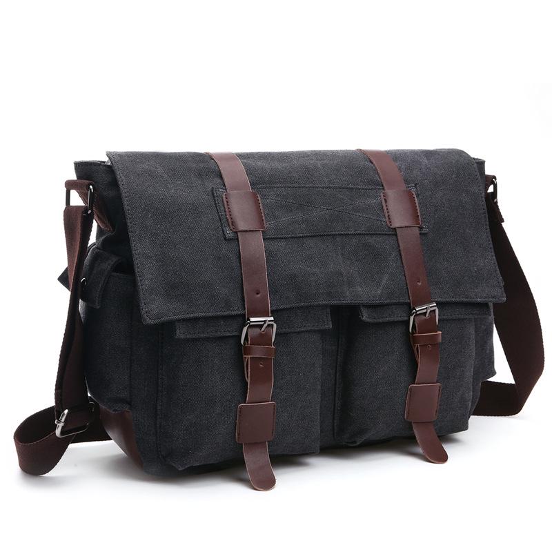 Men Business Messenger Bags For Men Shoulder Bag Vintage Canvas Crossbody Pack Retro Casual Office Travel Bag