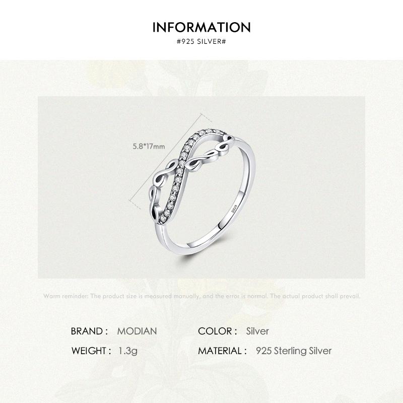 MODIAN Inel de deget cu farmec de dragoste infinită din argint 925 original, bijuterii fine CZ la modă pentru femei Cadouri de petrecere
