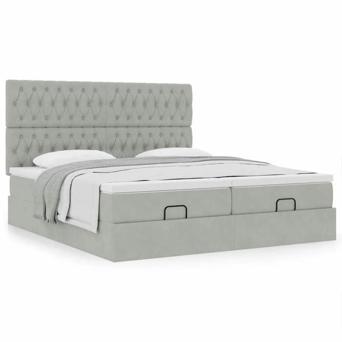 Maison Exclusive - Ottoman Bed Frame and Light Grey Mattress 160x200cm Velvet