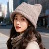 New Cute Bear Woolen Hat for Women In Autumn and Winter Face Showing Small Knitted Hat Warm Ear Protection Cold Hat for Men