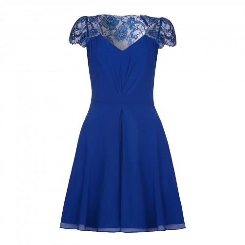 Yumi Damen/Damen-Spitzenkleid mit V-Ausschnitt und kurzen Ärmeln