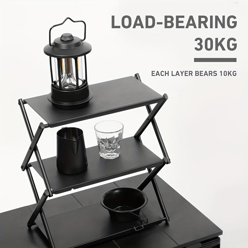 Camping 3-tier Rack Outdoor Folding Storage Shelf Portable Desktop Organizer Shelves Picnic BBQ Storage Rack Table for Picnic