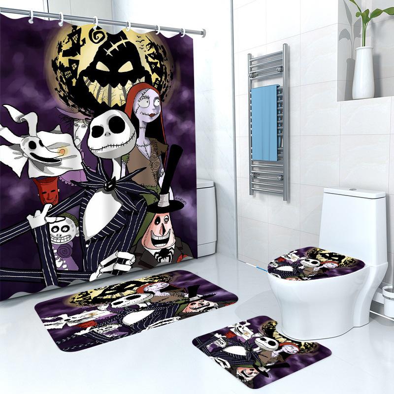 Halloween Zombie Bride Shower Curtain, Printed Bathroom Four-Piece Floor Mat Three-Piece Set, Large Quantity And Excellent Price