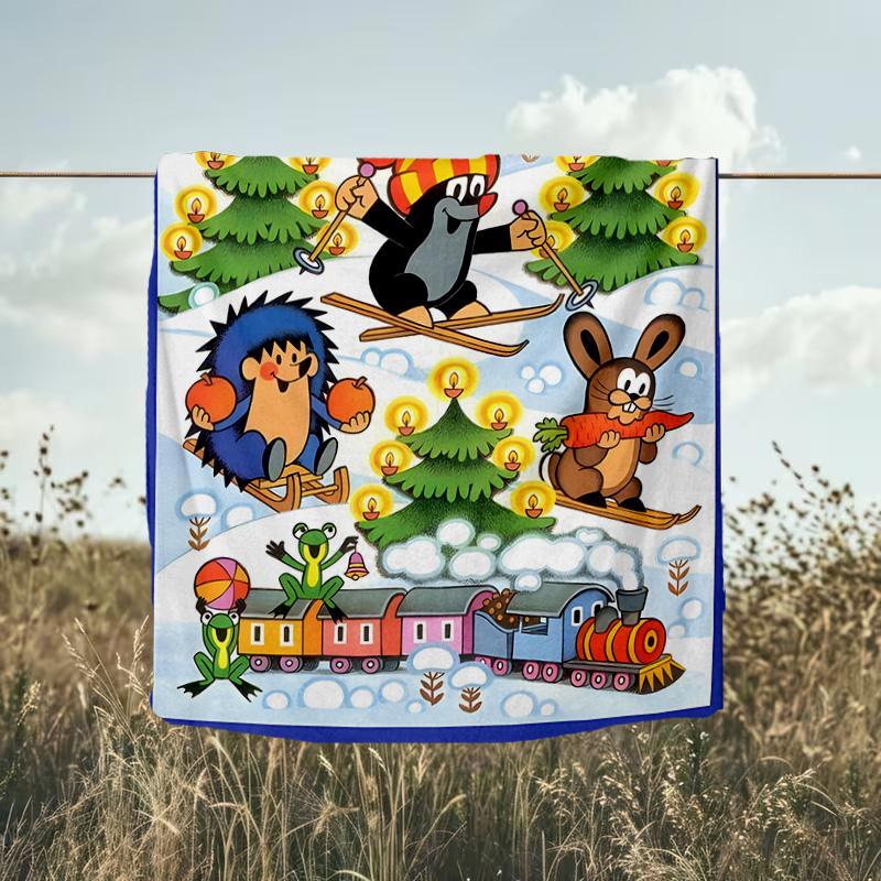 1PC Little Mole Blanket Flannel Throw for Sofa, Indoor, Camping, Living Room, Office, Chair, And Bed Soft Birthday Christmas Gift