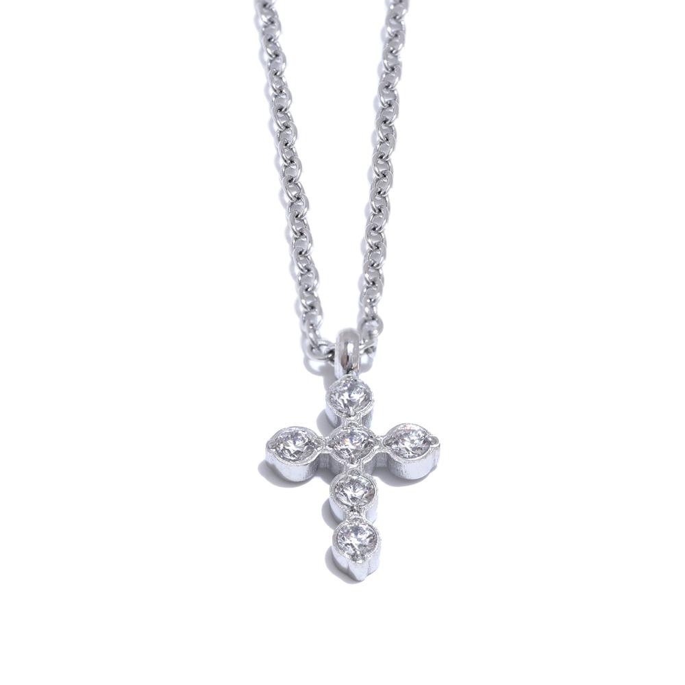

Yhpup Fashion Chic Cross Shiny Pendant Necklace Cubic Zirconia Exquisite Casting Technology Gold Platinum Plated Jewelry Gift