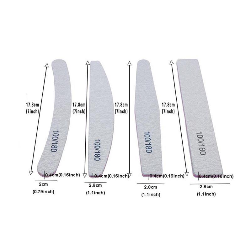 New Nail File Bufer 100/180 Grit Half Moon Nails Files Sanding Grinding Double Side Sandpaper Nail Manicure Tool ZJC04