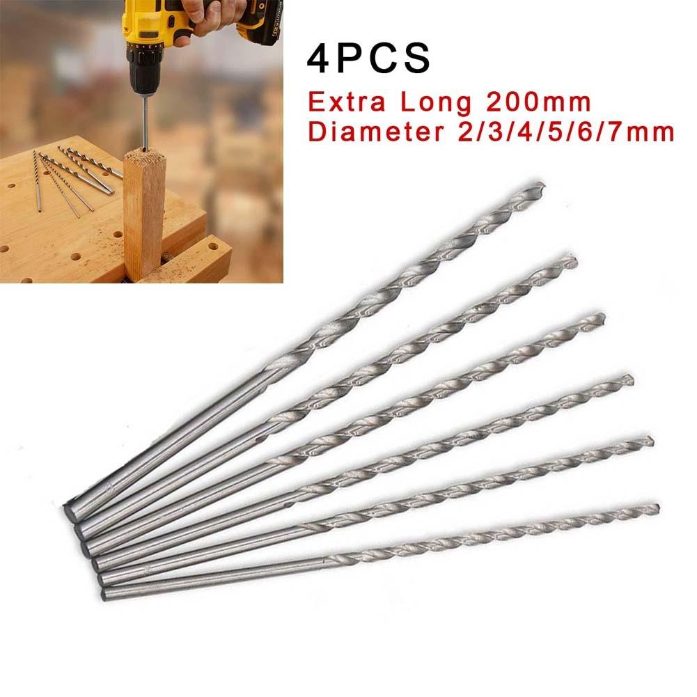 200mm Long High Speed Steel Drill Bits Set of 4 for Metal Drilling