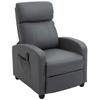 Recliner Armchair, Massage Faux Leather Push Back Reclining Chair with Adjustable Leg Rest, Side Pocket, for Home Living Room Theatre, Grey