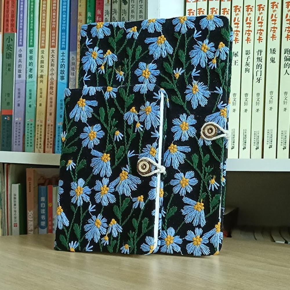 

96Sheets Cloth Blank Notepad A5 A6 Daily Planner Reminder Embroidery Floral Notebook Student Beige A6
