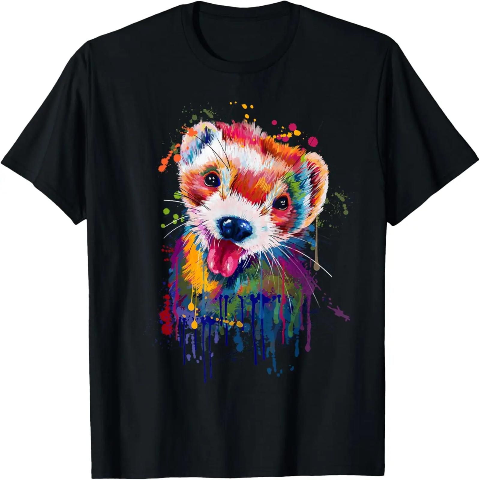 

Ferret Face Graphics Hand Drawn Splash Art Ferret Pet Lover T-Shirt XXXXXL чёрный