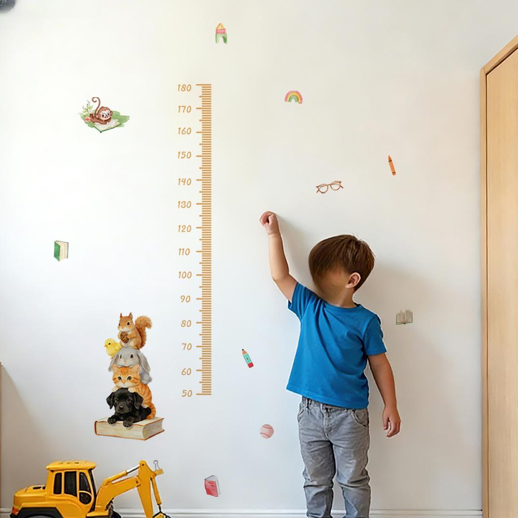 Height Measuring Wall ers with Cartoon Animals PVC Self Decals for Childs Room Living Room Decor 60 30cm Set of 2
