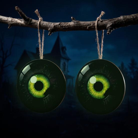 Creative Festival Door Ornaments Halloween Glowing Eyes, Glow in The Dark Eyeball Wooden Hanging Sign, Spooky Outdoor Courtyard Holiday Decor
