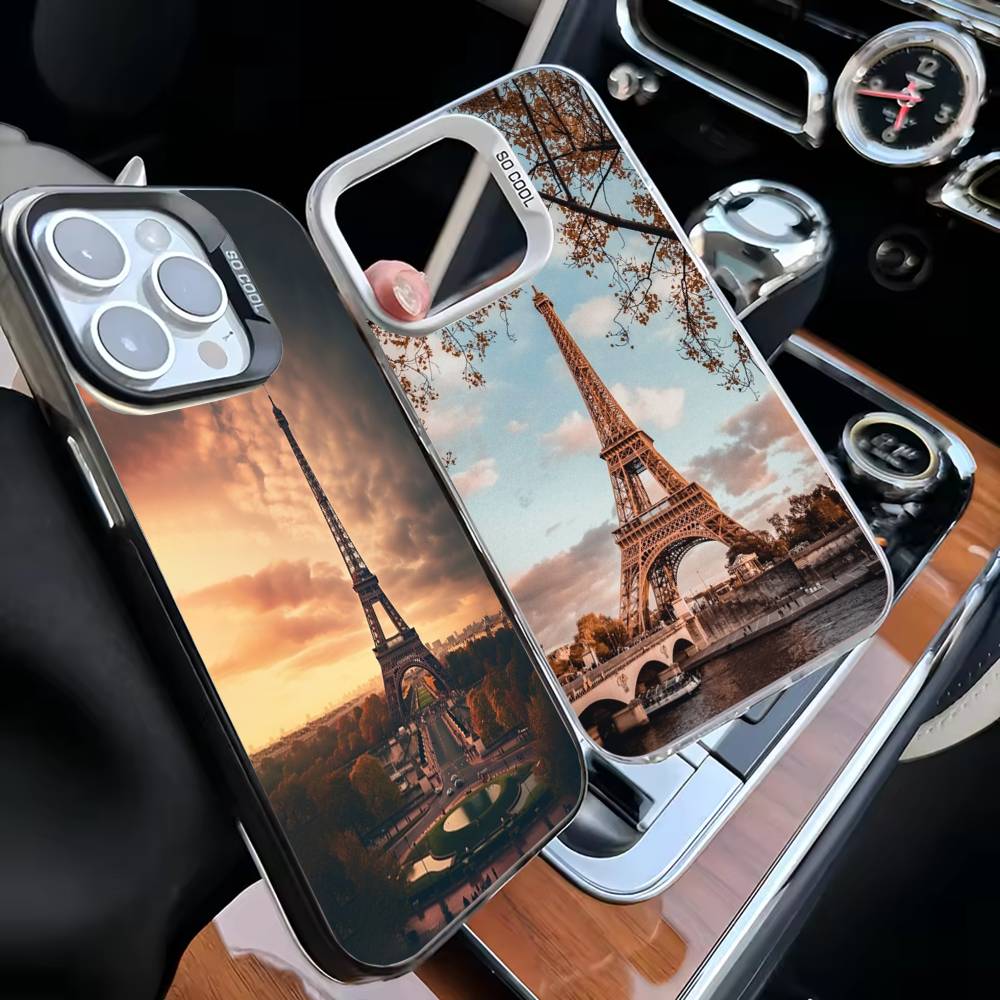 Eiffel Tower Phone Case For iPhone 16,15,14,13,12,11,Mini,Pro,MAX White Matte Shockproof Cover