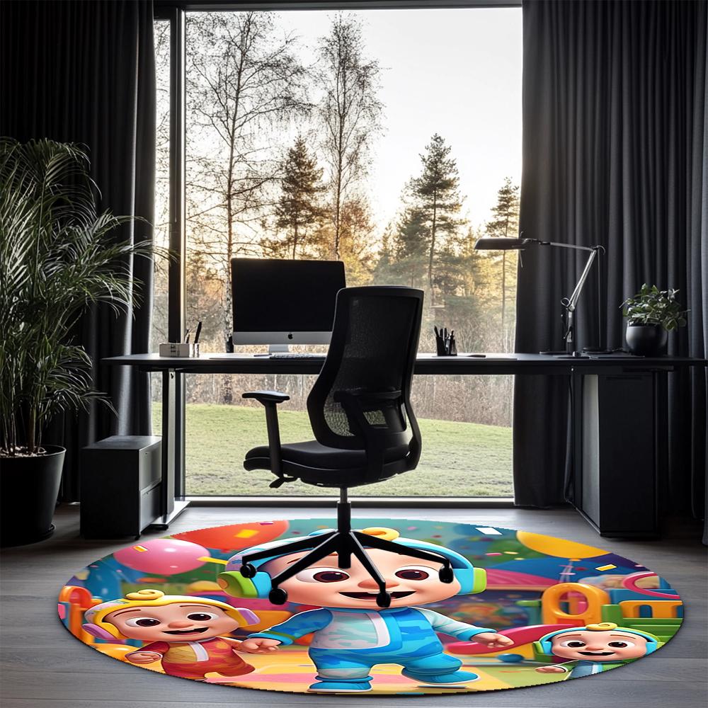 Cocomelon Printed Round Rug Carpet Chair Rug Area Rug Entryway Doormats,for Office Chair Living Room Bedroom Kitchen Room.