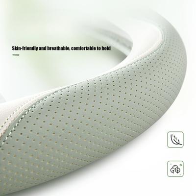 PU Leather and Mesh Car Steering Wheel Cover, Comfortable and Breathable, Keeps Cool In Summer and Warm In Winter