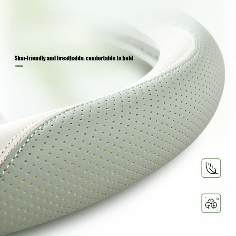 Pokrowiec na kierownicę samochodową ze skóry PU i siatki, wygodny i oddychający, zapewnia chłód latem i ciepło zimą