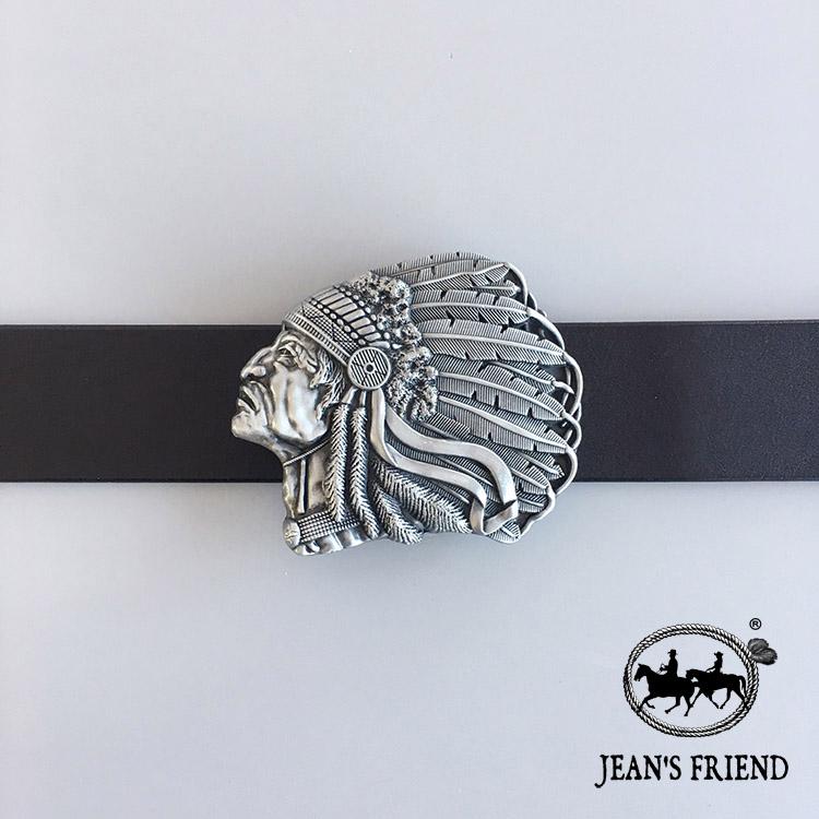 [Jean's Friend] Classic Indian Series Belt Buckle "Indian Chief Profile"