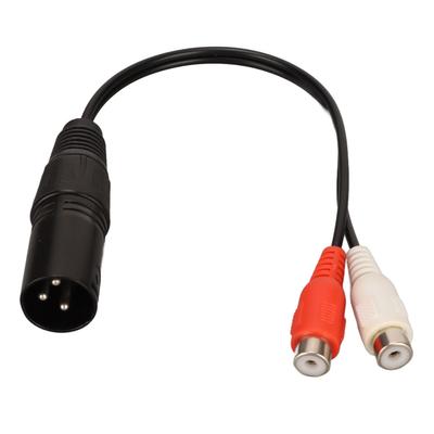 XLR Hane till 2 RCA Hona Y-delningskabel 3-pin 0,6 fot Brusreducering Ljudkabeladapter för