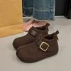 Round head heightened thick-soled Birkenstocks winter new small velvet cotton shoes