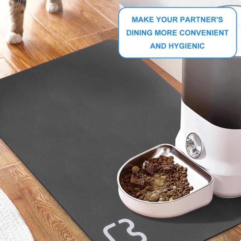 Pet Food Bowl Mat Placemat With Super Absorbent Layer Feeding Station Surfaces For Easy Cleaning Large Size