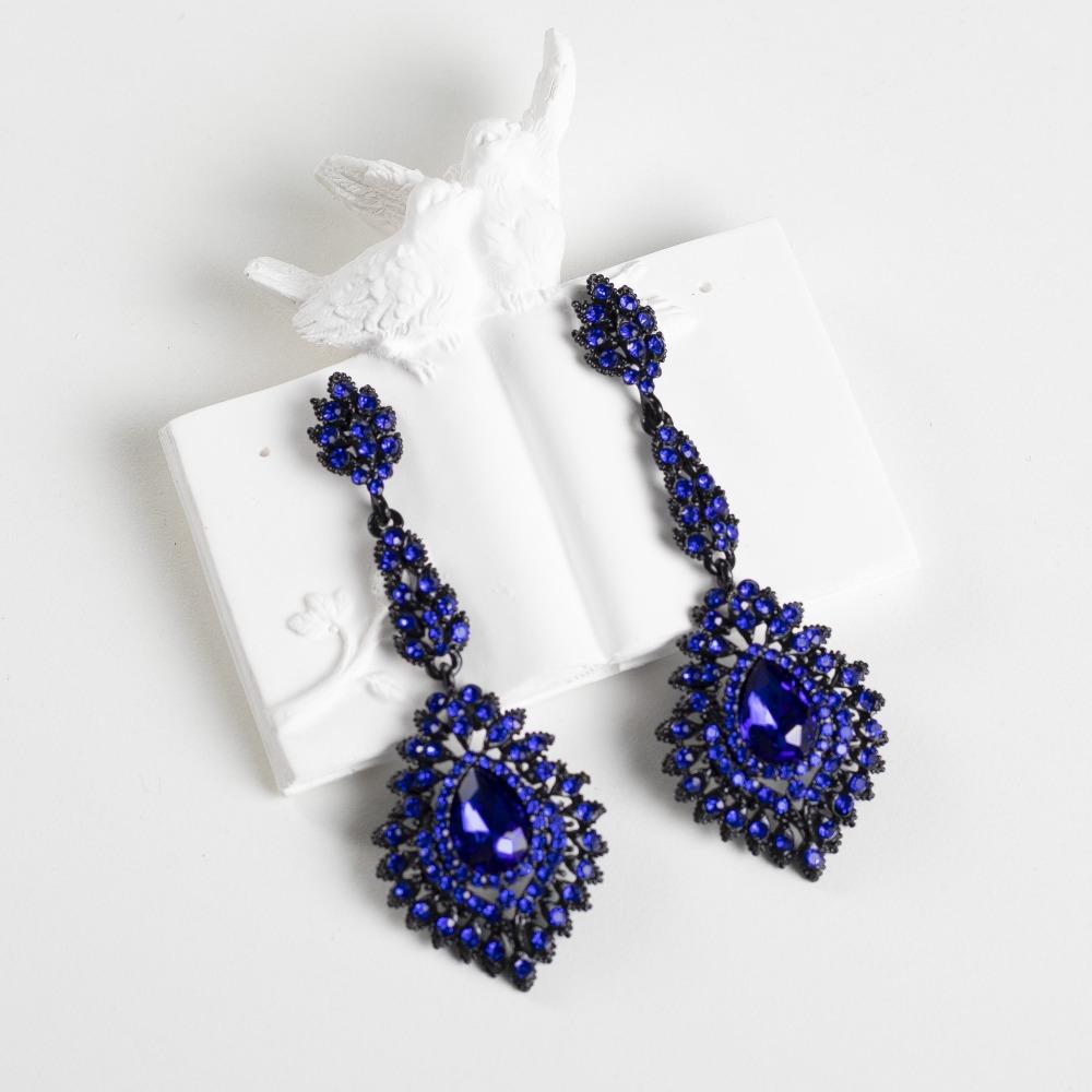 Retro Long Water Drop Rhinestone Earrings, Alloy Diamond-encrusted Gypsy Bride Earrings, High-end Antique Earrings