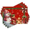 Polka Dot Snowman Snowflake Berry Branch Leaf Gift Red-Clothed Little Person Candy Cake Bow Christmas Table Mats