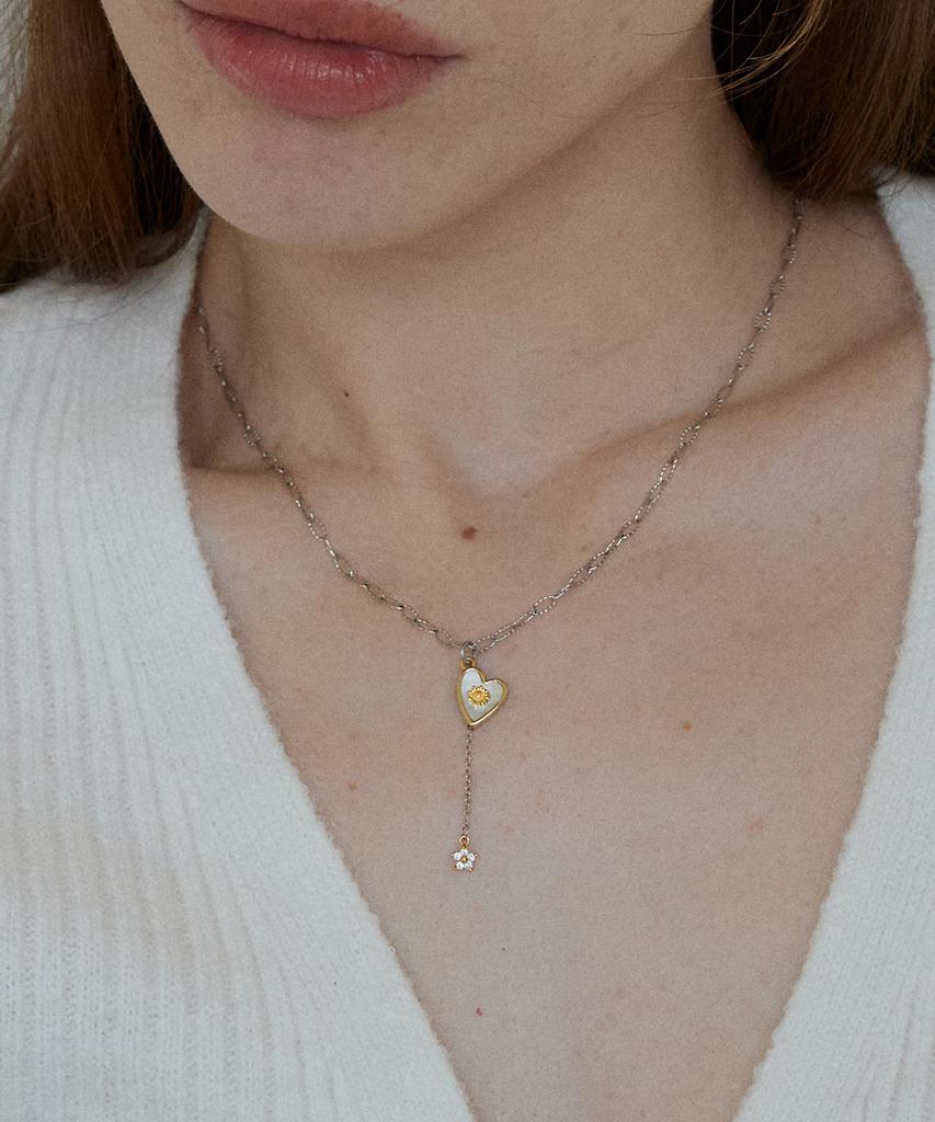 Merrymotive Heart Shell And Drop Star Combination Necklace