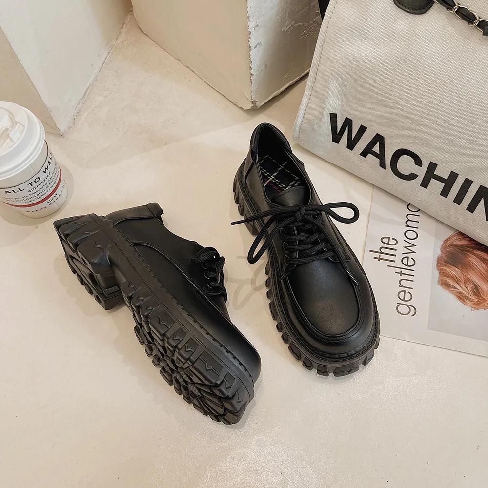 

Туфли на платформе из кожи женские летние ретро повседневные женские туфли британская мода колледж высокие каблуки черные туфли Мэри Джейн 35