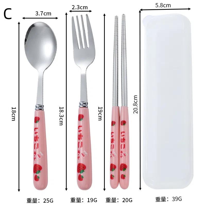 

3 шт. Портативные столовые приборы с футляром, ложка, вилка, палочки для еды для рабочего места, кухонная утварь для ресторана, аксессуары для путешествий C