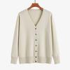 Plus Size V-Neck Cardigan Sweater for Women - Solid Color Knitted Top, Fits Up to 180 Pounds