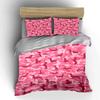 Pink Dachshund Camo Pattern Bedding Duvet Cover Set Duvet Cover Pillowcases  (1*Duvet Cover 2*Pillowcases, Without Duvet Insert)