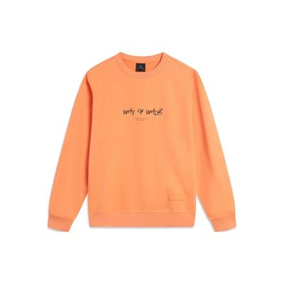 Li-Ning Wade Serie Buchstabenaufdruck Plüsch Warm Lockerer Pullover Sweatshirt Unisex Oberteile Süßes-Kuchen-Orange AWDT941-7