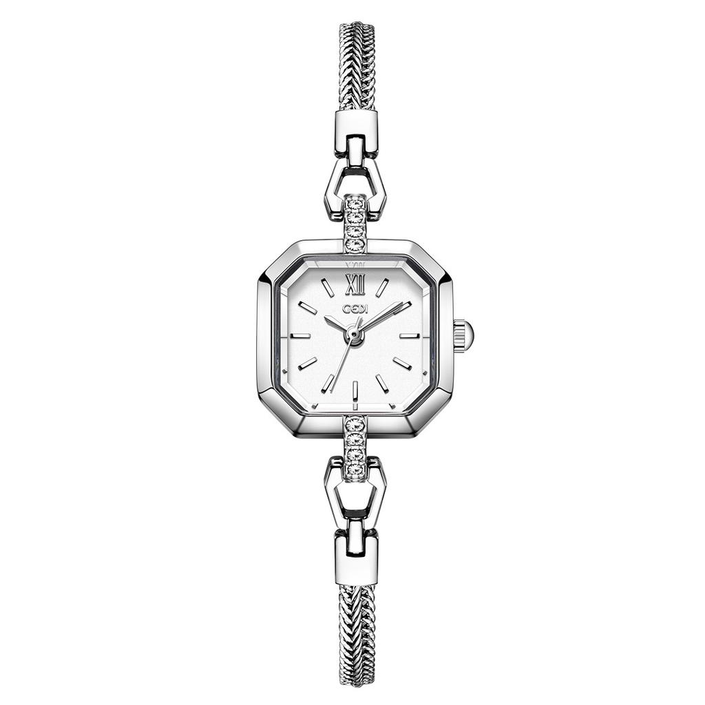 Square Fashionable Exquisite High-End Alloy Quartz Watch, Light Luxury Retro Niche High-Value Women'S Watch