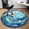 1pc Ocean Wave Stained Glass Chair Carpet for Office Non-Slip, Machine Washable Rug for Office, Room - Holiday Decor, Machine Made yy251016061