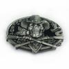 Western Cowboy Skull Black Large Zinc Alloy Retro Oval Belt Buckle
