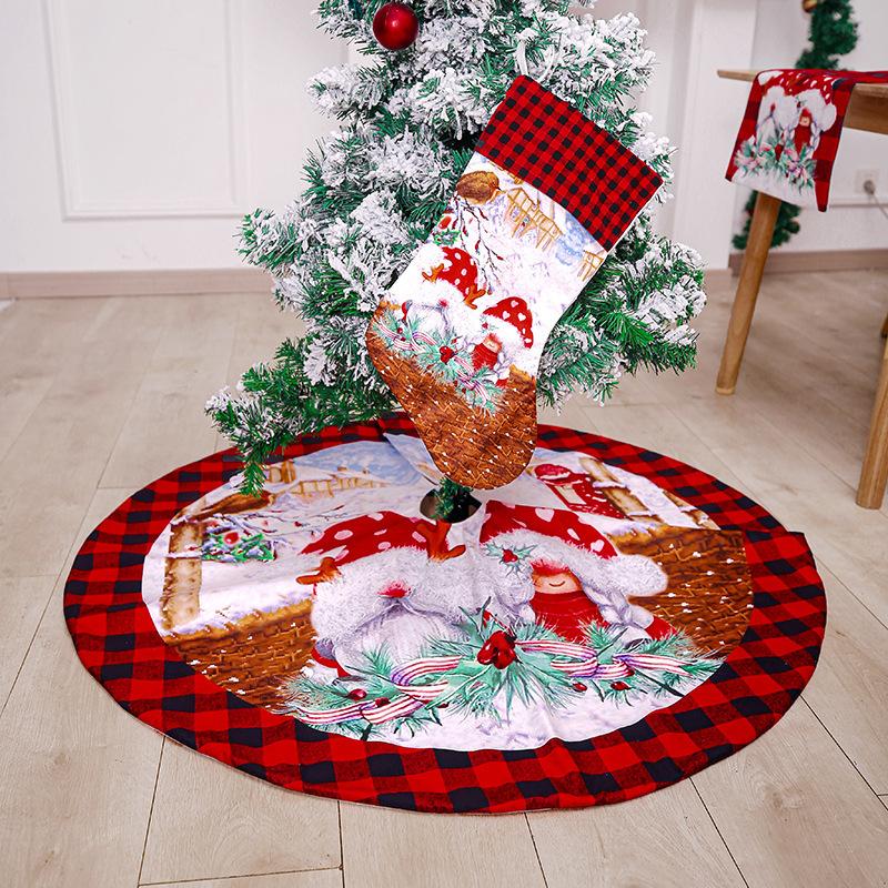 Christmas Red And Black Plaid Christmas Tree Skirt Christmas Apron Christmas Stockings Tablecloth Set Home Decorations