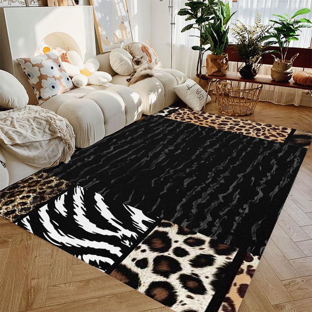 Leopard Print Area Rug Wild Animal Snake Zebra Skin Print Decor Rug Western Rustic Non Slip Carpet for Bedroom Living Room 40x60cm
