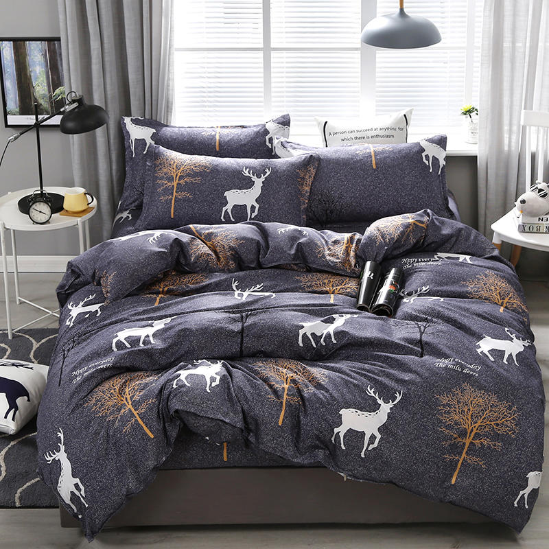Black White Deer Animals Bedding Set Queen Double Single Size Duvet Cover Bed Sheet Pillow Case Bed Linen Set