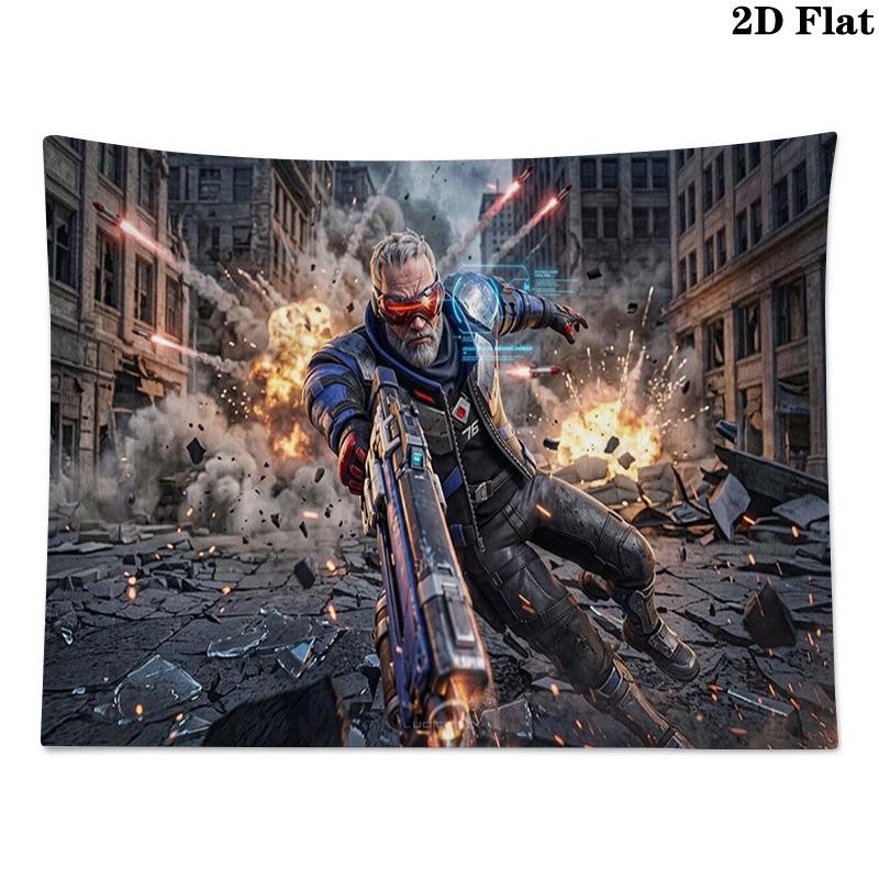 Overwatch Heroes Wall Tapestry Aesthetic Wall Hanging Printed Fabric Blanket Decorative Tapestries for Bedroom Living Room Home Decor