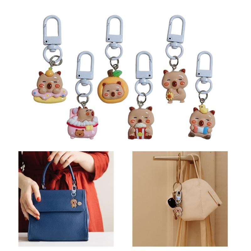 Set of 5/6 Capybara Key Rings Multifuntional Resin Accessory Cartoon Capybara Bag Pendant Suitable for Key and Bag