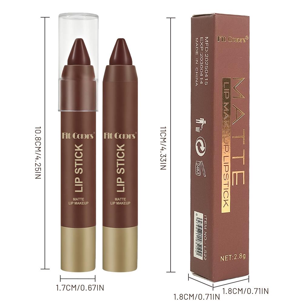 Fit Colors 6 Colors Chocolate Lip Liner Lipstick Pen, Waterproof Matte Nude Brown Lip Pencil, Long Lasting Smudge-Proof Lip Contouring Makeup