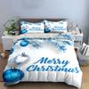 Merry Christmas Blue Decor Bedding Duvet Cover Set Duvet Cover Pillowcases  (1*Duvet Cover 2*Pillowcases, Without Duvet Insert)