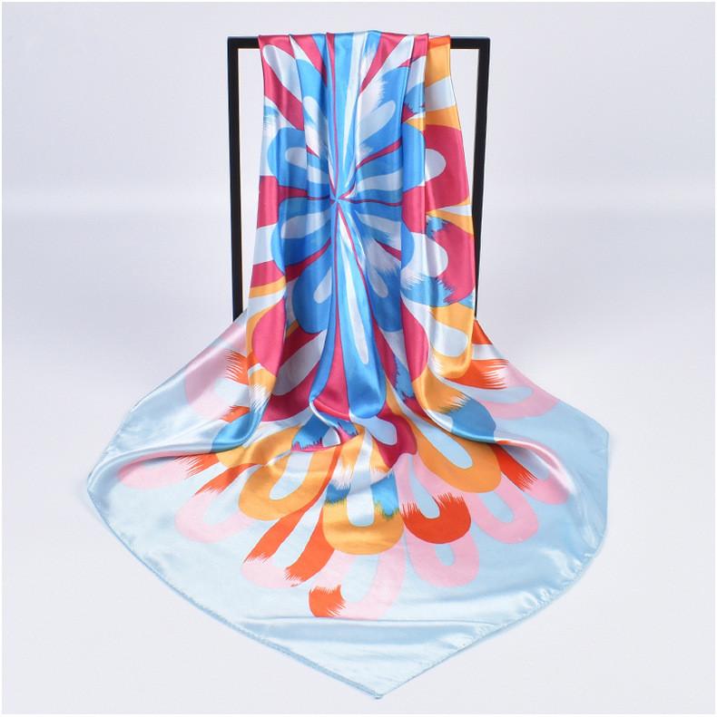New Fashion Square Silk Scarf Women Luxury Brand Satin Print Hijab Scarves Pareo Bandana Female Shawl Wrap Headband Foulard