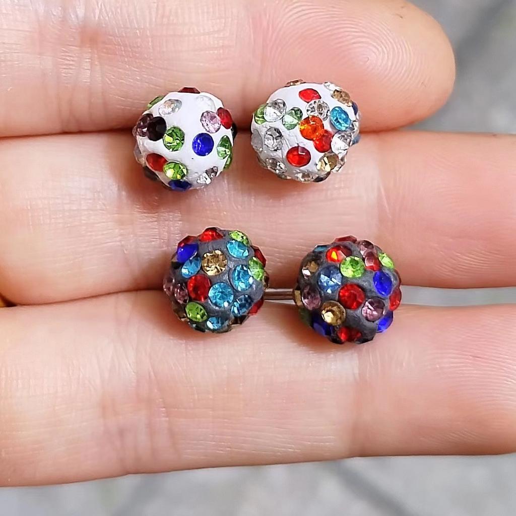 High-quality Super Flash Full Diamond Ball Earrings, Anti-allergic Silver Needle Earrings, Femininity, Japanese and Korean Versatile Earlobe Earrings,