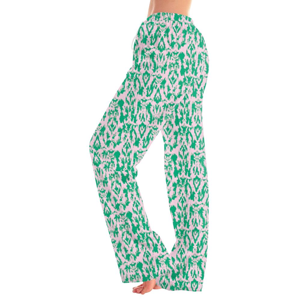 Damen Pyjamahose Nachtwäsche Lässige Hose mit Kordelzug und elastischer Taille Bequeme gerade lockere Yogahose