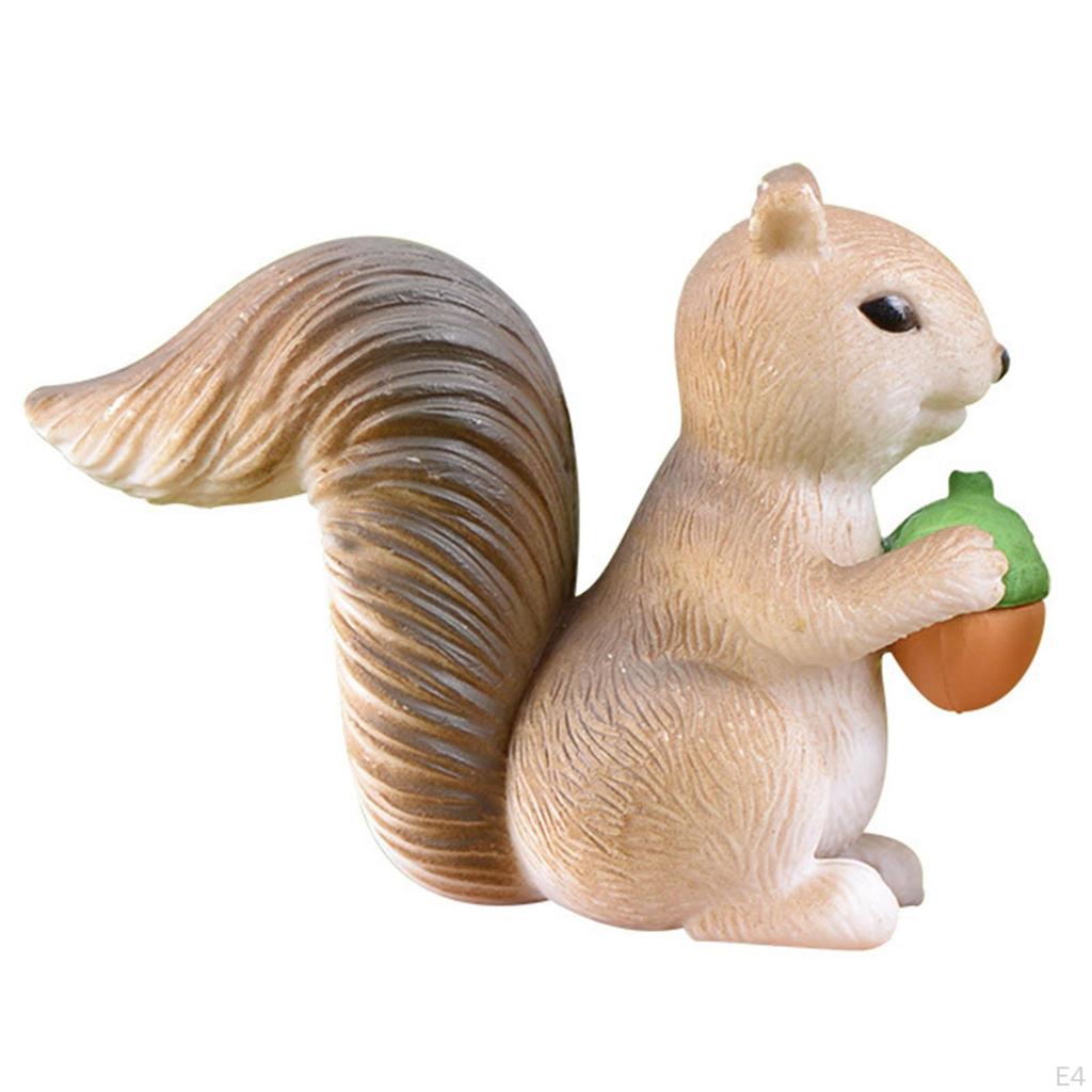 Mini Ekorndyrfigurer Miniatyr Hage Statue Søtt Håndverk Fe Tilbehør