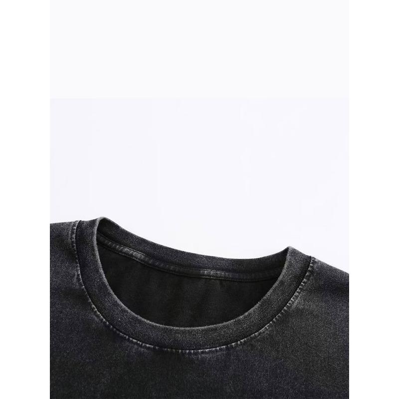 European Sizes Men's T-Shirt - Oversized Retro Streetwear Tee Suitable for Summer, Loose Fit Crew Neck Short Sleeve Casual Wear